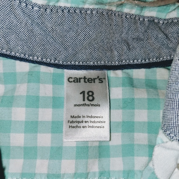 EUC! Teal Carter's 18M Boys Dress Shirt Onsie - Picture 2 of 3